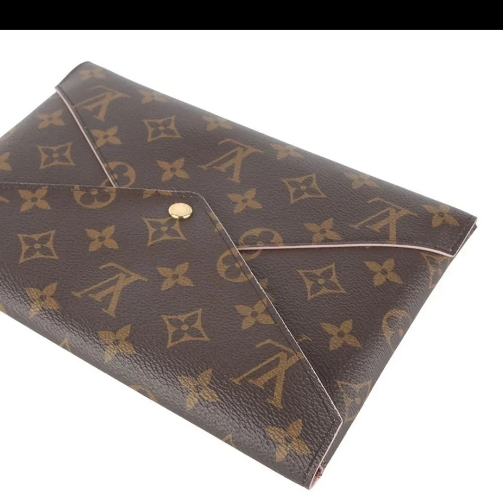 Double Certified Authentic Louis Vuitton Brown and Tan Monogram Envelope Clutch